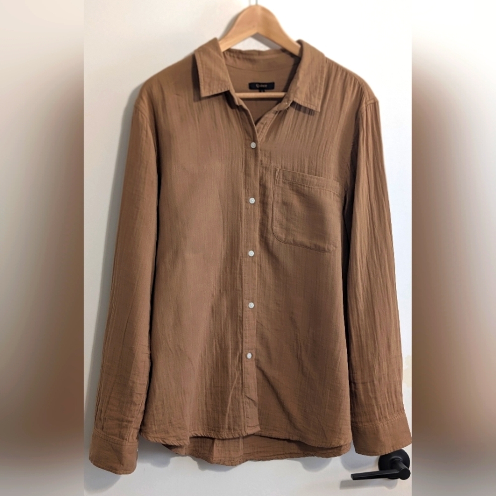 Quince Brown Long-Sleeve Button-Down Shirt